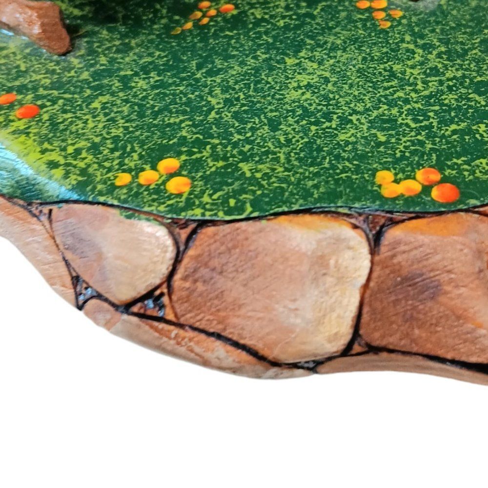 Whimsical Cottage Garden Bird Feeder Wood Carved and Hand Painted Gnome Fairy - Picture 7 of 15
